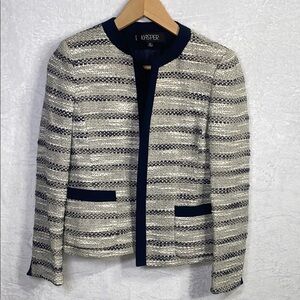Kasper Black and White Striped Blazer with Modern Trim